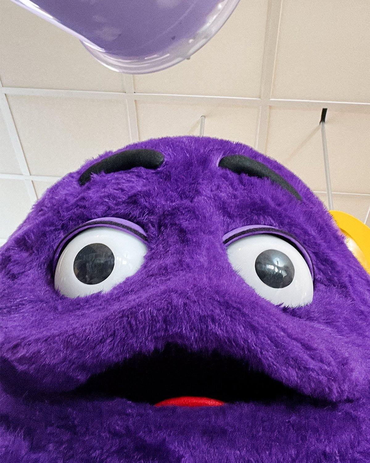 Creepy Grimace close-up